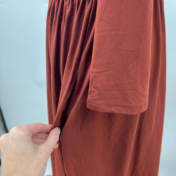 Zenana Surplice Dress Womens XL Extra Large Rust Red Quarter Sleeve Stretch - Picture 5 of 12